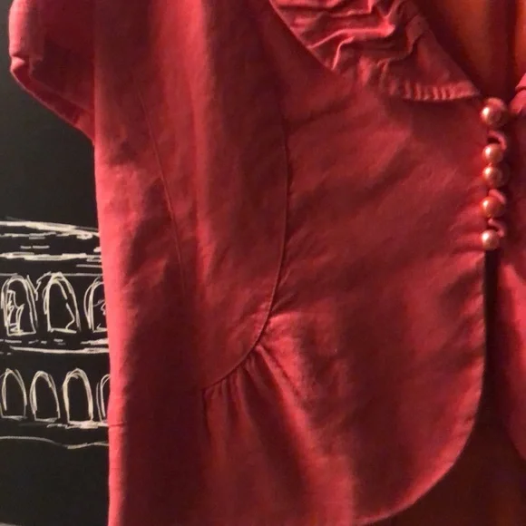 Ilusion Red-Orange Linen Blend Jacket - Picture 6 of 12